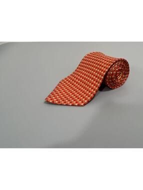 Salvatore Ferragmo Men's Orange Red & Beige Geometric Silk Tie $198